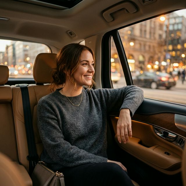 Customer enjoying taxi ride